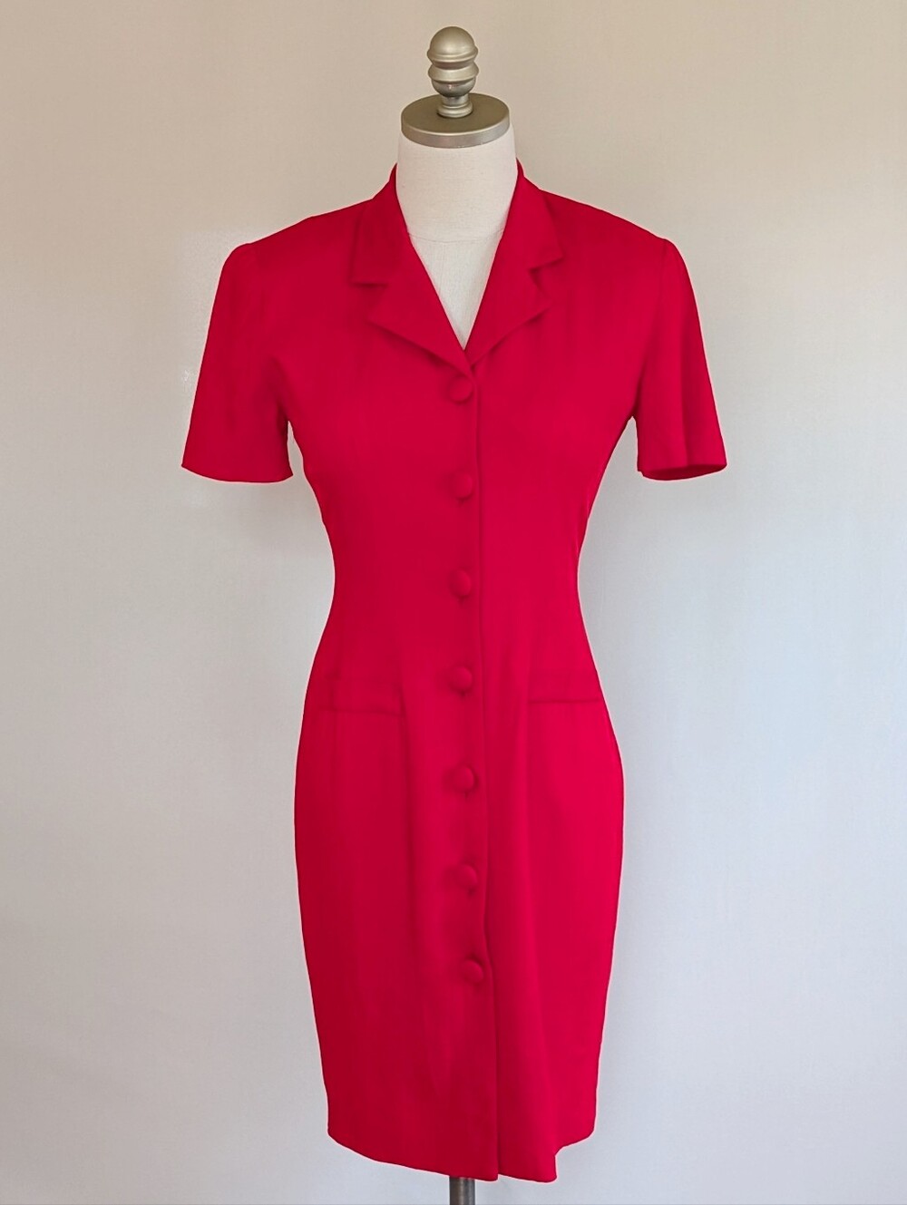 Vintage 1990s Donna Ricco Red Blazer Dress Made in USA Size 2P (As-Is)